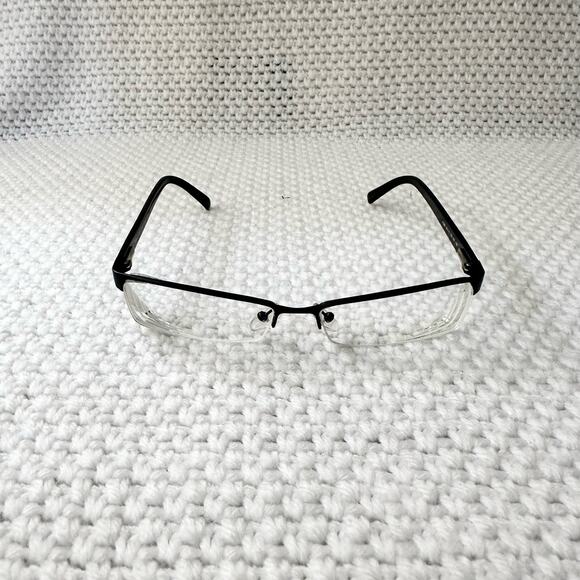 Police Italy Black Metal Half Exposed Frame Rectangular Eyeglasses Case V2906 - Picture 2 of 10